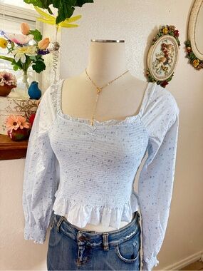 LoveShackFancy X target girls baby blue floral blouse